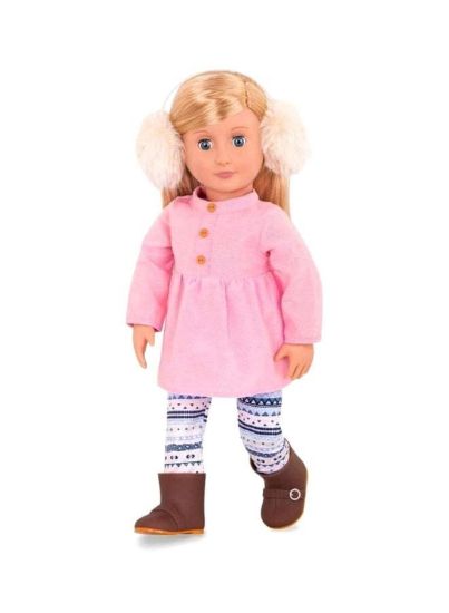 صورة دمية تزلج على الجليد بطول 18 بوصة وقابلة للتحريك. 